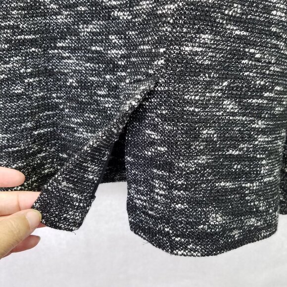 Eileen Fisher Tweedy Blazer Women L Black Fleck Notch Collar Organic Cotton Knit - Picture 12 of 16